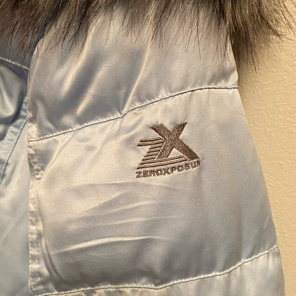 ZeroXposur Puffer Jacket Blue Faux-Fur Hood Quilted Warm Outdoor Sports Ski Coat - Picture 3 of 10
